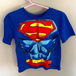 Superman t-shirt with detachable cape Toddler Kids Halloween Super Hero Size:2-3